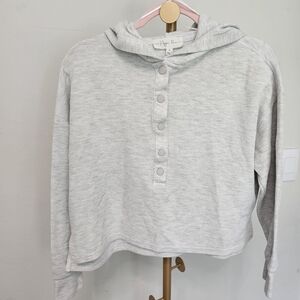 Hippie Rose Button Up Knit Gray cropped hoodie Size Medium